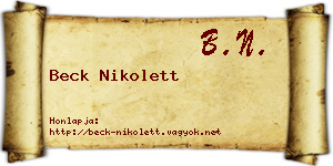 Beck Nikolett névjegykártya